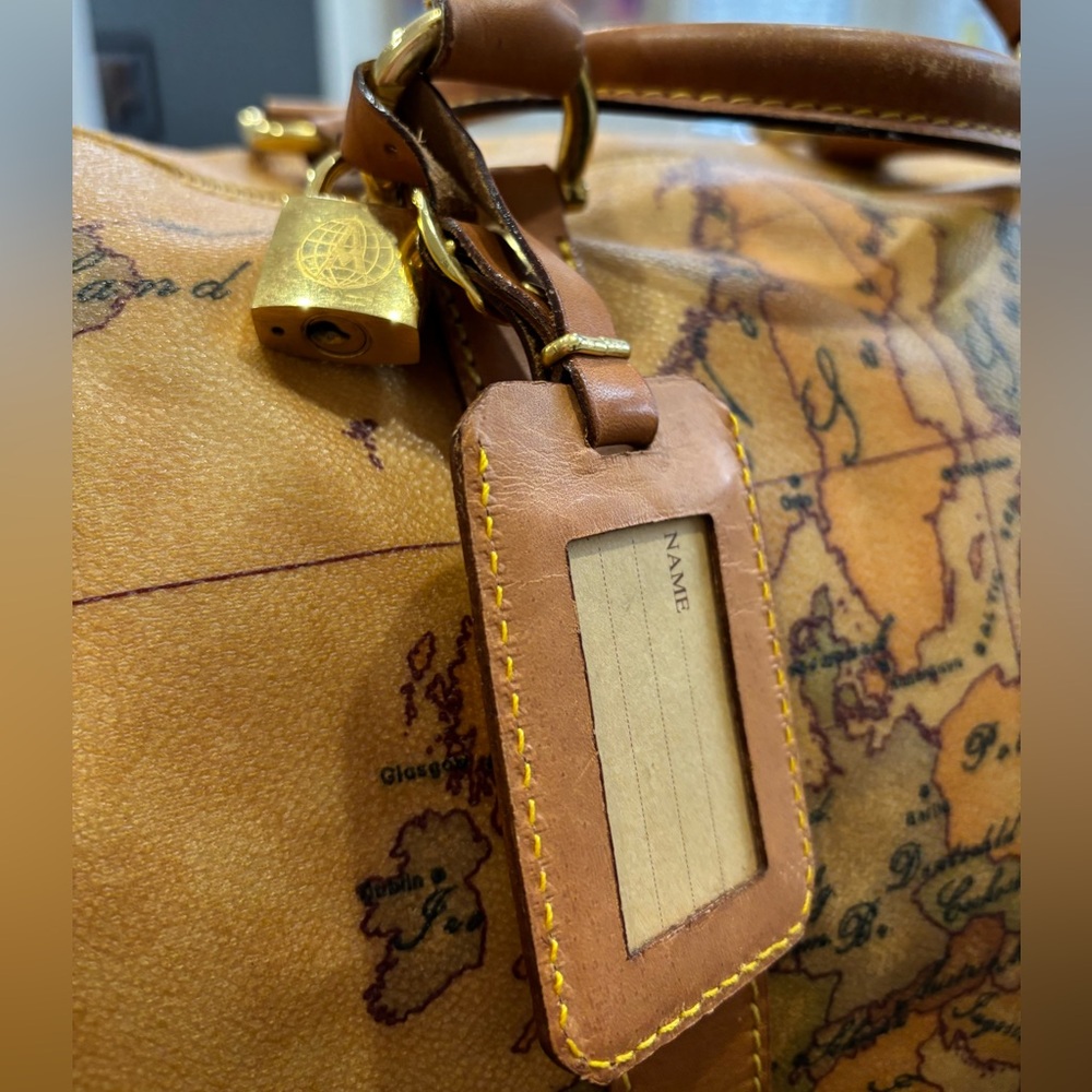 Alviero Martini 1A Classe Geo Map Mini Tote Bag Tan Italy Leather - Picture 6 of 12